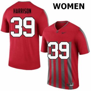 Women's Ohio State Buckeyes #39 Malik Harrison Throwback Nike NCAA College Football Jersey New Year WHQ5244FW
